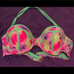Floral print tropical bikini top